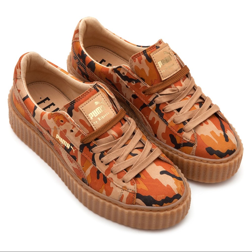 Rihanna Puma Orange Camo Creepers